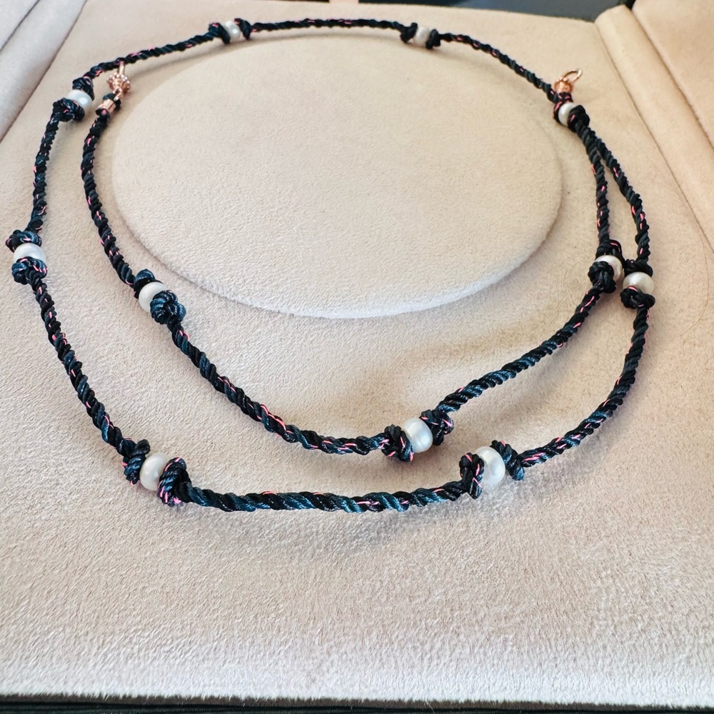 Marie Lichtenberg silk mauli Necklace with White Pearl Accents - Picture 4 of 8